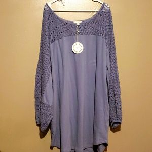 Umgee+ Blue Crochet Tunic/Dress (XL)
